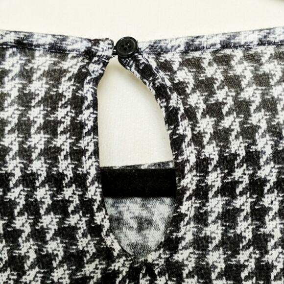 Michael Kors Houndstooth Lace S/S Top Tee Black White L - Picture 5 of 8